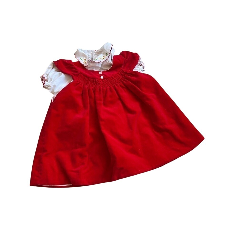 Cherubs vintage red infant dress‎